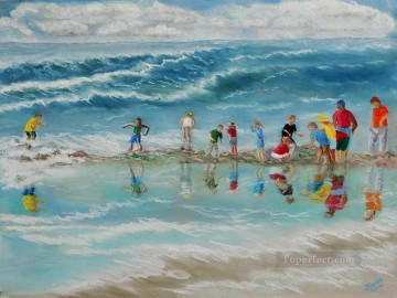 Excursión a la playa James Geddes Impresionismo infantil Pinturas al óleo